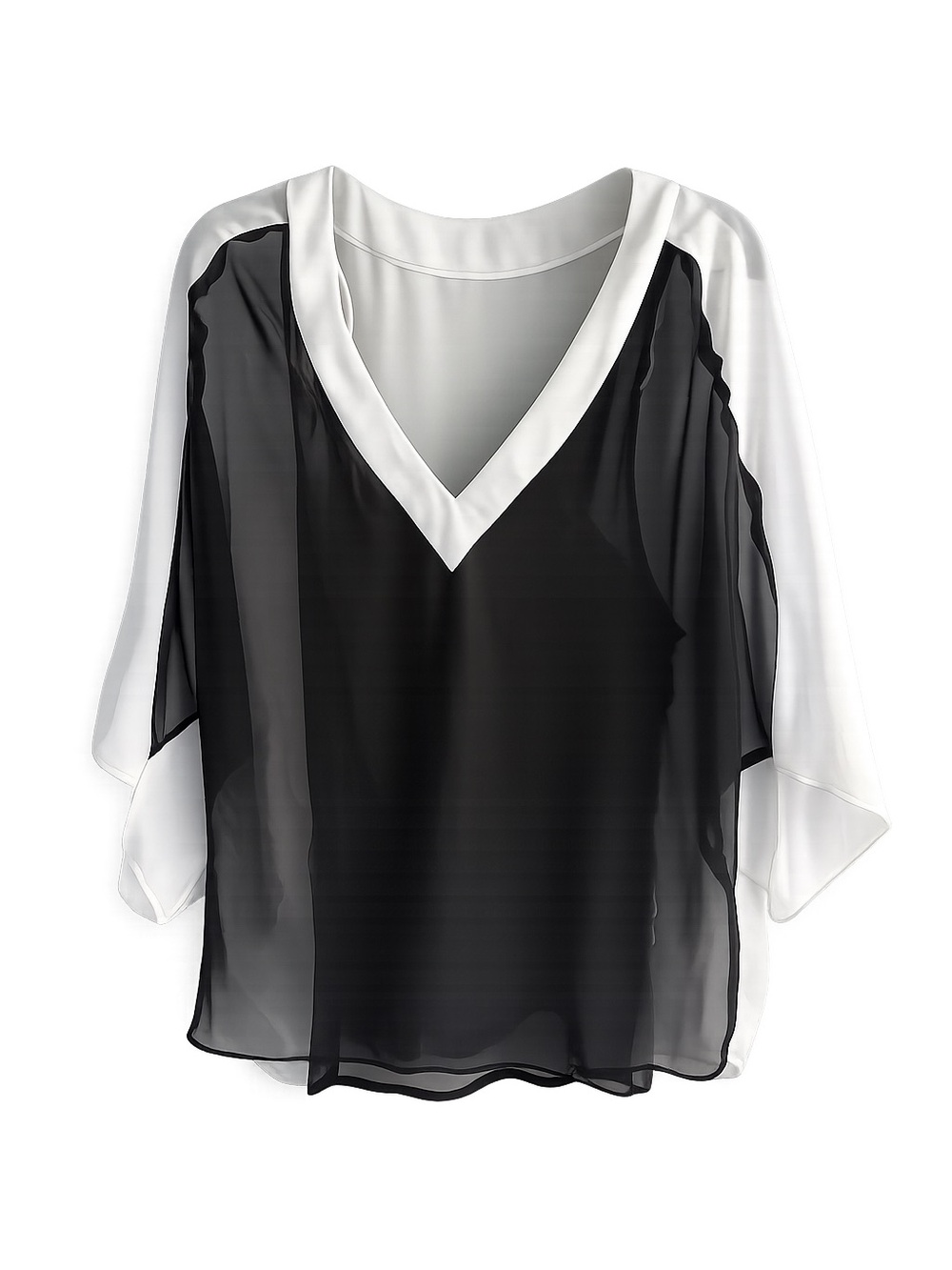 Zara Sheer Layered Top with Camisole Underlay - Grey & Black - Size XS